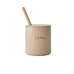 Sugerør låg til børnekrus i Tritan fra Design Letters i beige
