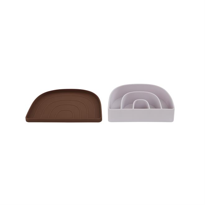 Regnbue tallerken og skål caramel/lavendel fra OYOY