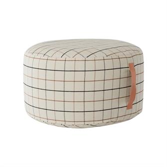 Grid Puf - Rund ternet i beige Ø65 fra OYOY